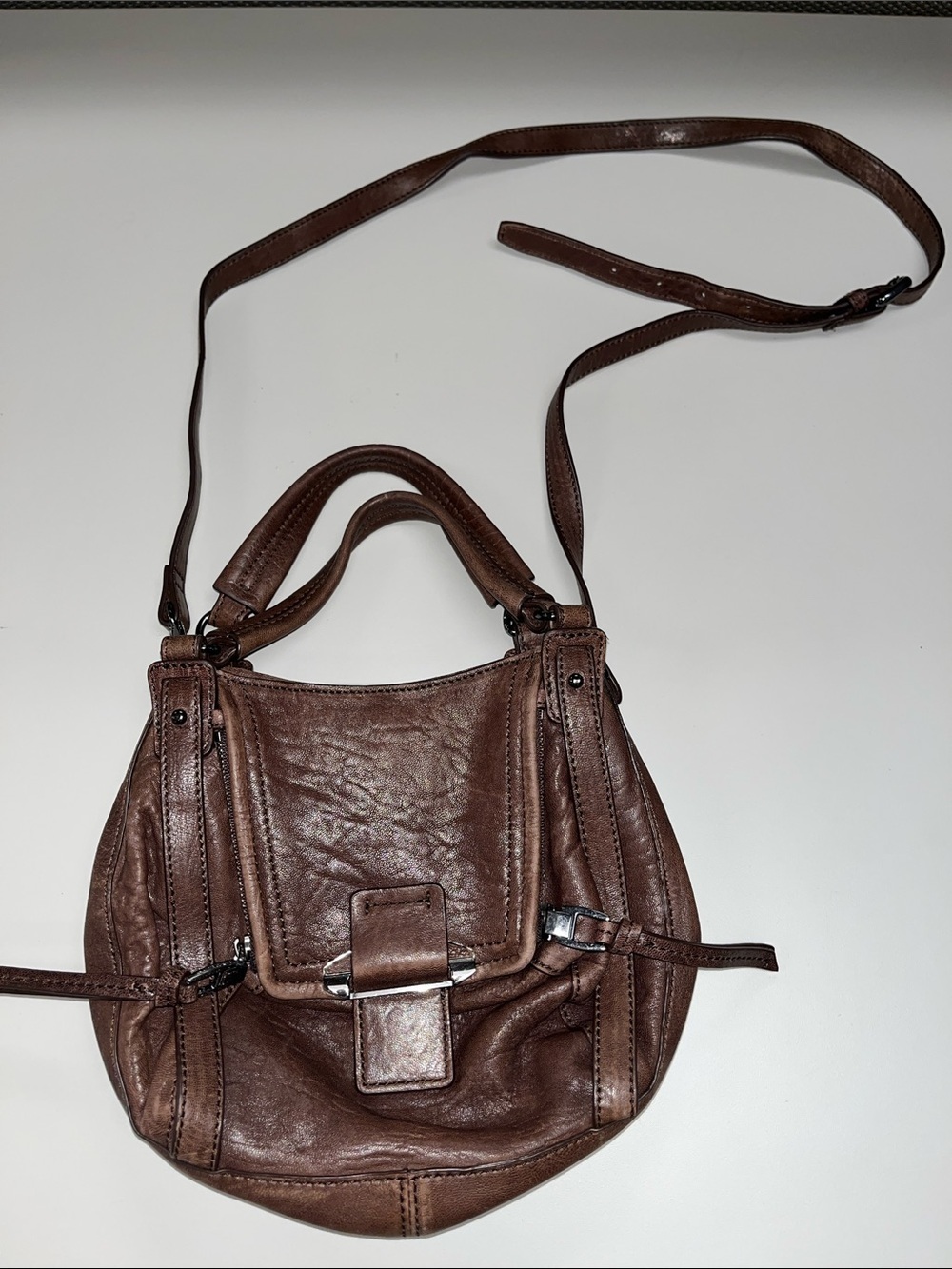 Kooba Brown / Wine Mini Leather Crossbody or Hand Bag